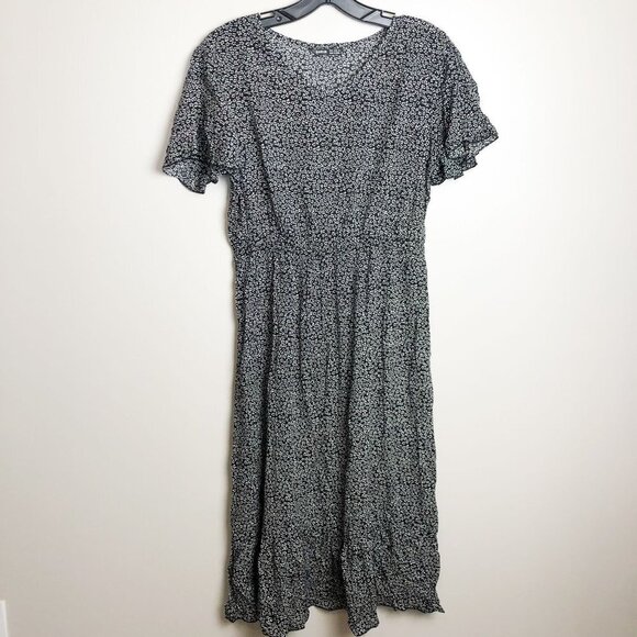Shein Floral Ruffle Hem Fit & Flare Midi Dress M 6 Medium - Picture 1 of 6